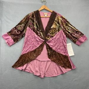 Fantastic Soft Focus Pink Tunic Dress Top Floral Artistic Large NEW NWT